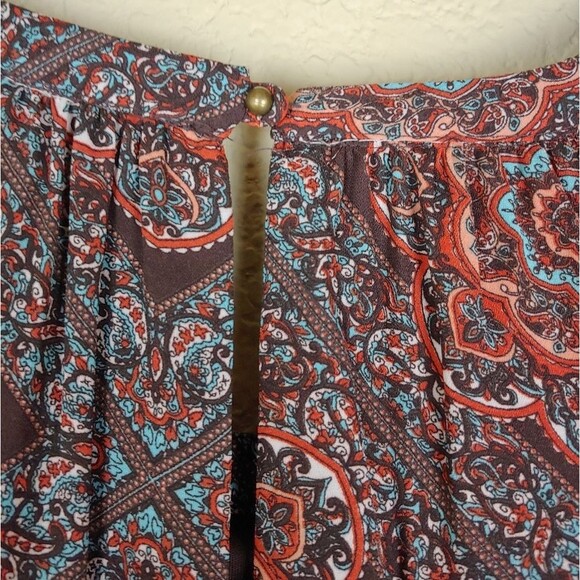 Daniel Rainn boho dress 3/4 sleeves floral lace red brown dropwaist size Small - Picture 8 of 12